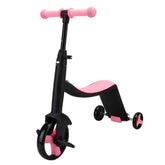 Huitich 3 in 1 tricycle for kids in black and pink with adjustable handle and training wheels